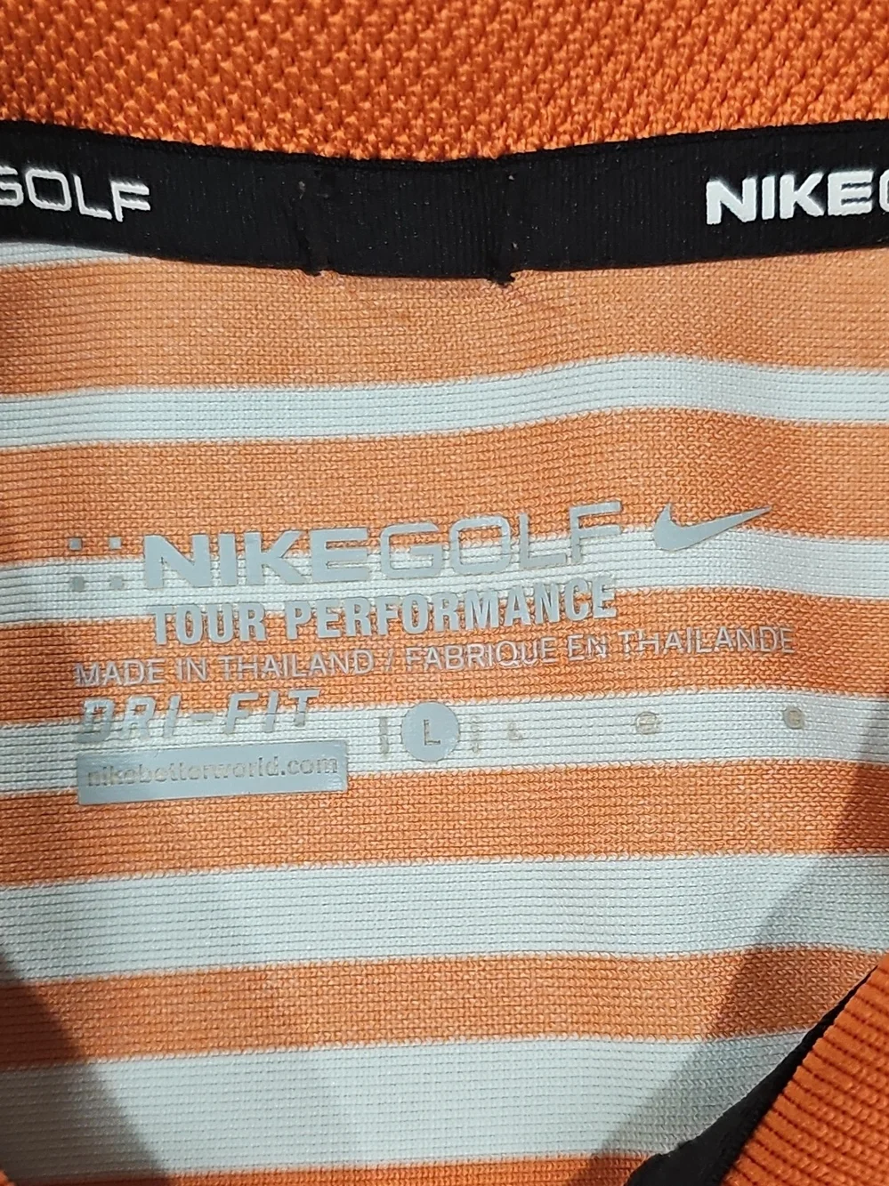 Nike Golf Orange and White Striped Men's Polo